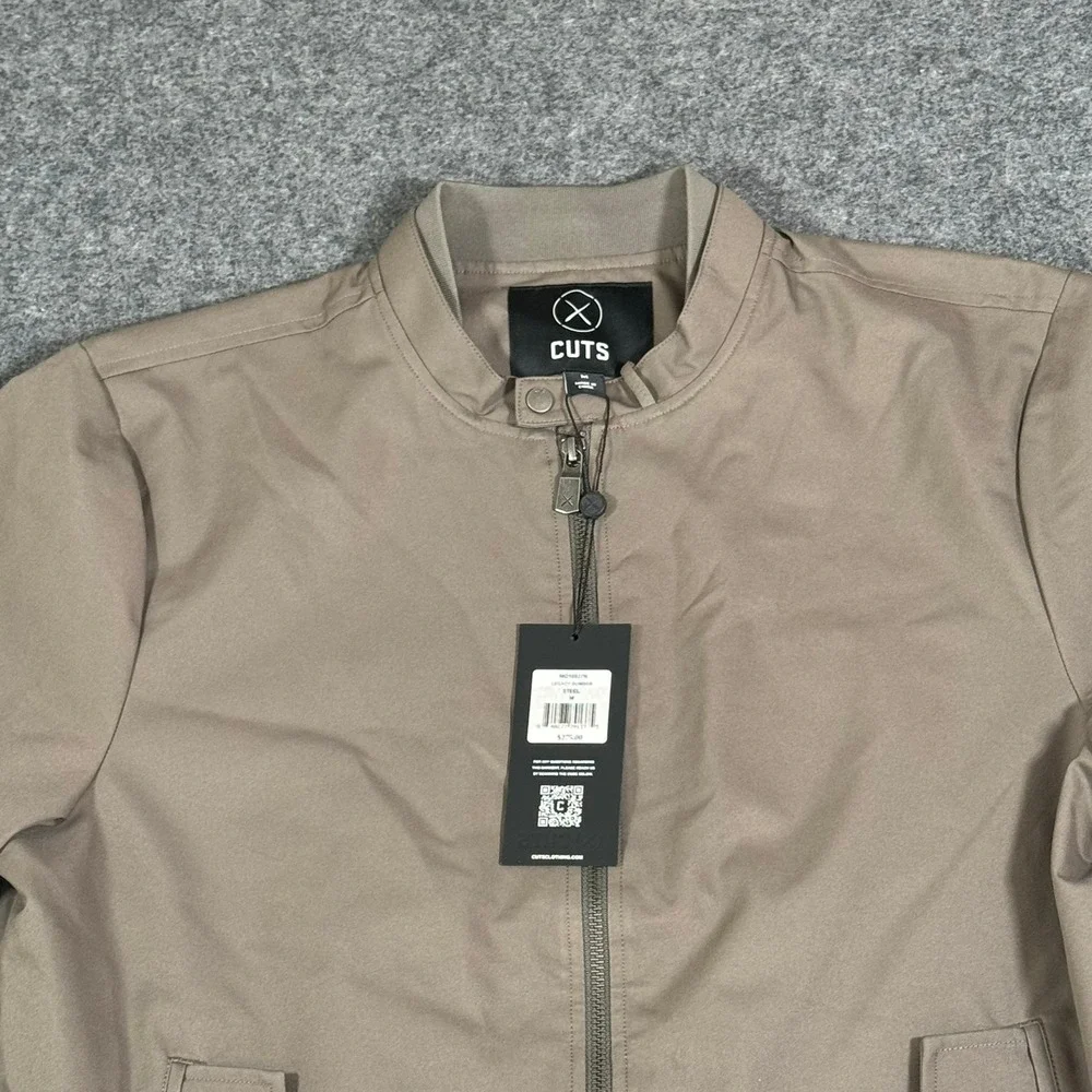 Cuts Legacy Bomber Jacket Mens Medium Steel Brown Full Zip NWT $275 Technical
